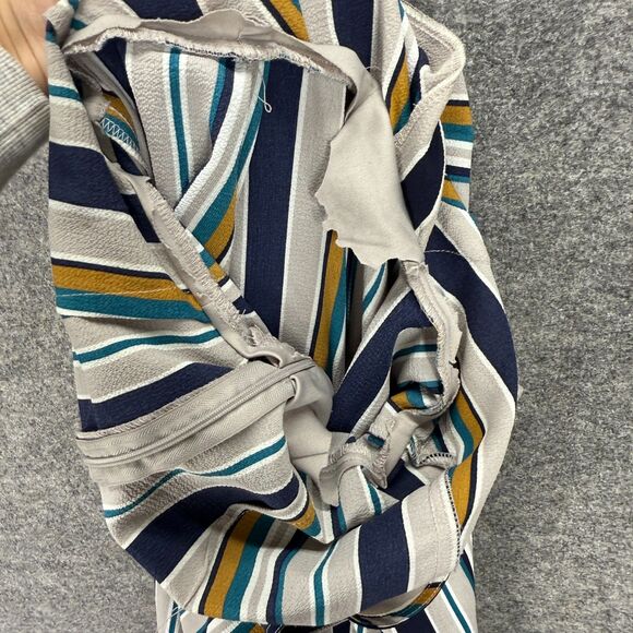 Monteau Jumpsuit Women S Small Gray Striped V-Neck Zipper Belted Sleeveless - Picture 6 of 7